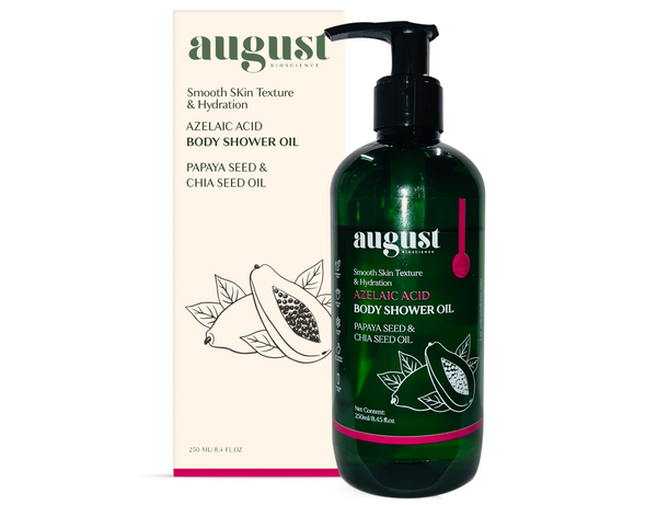 Azelaic Acid Shower Oil with Papaya Seed & Chia seed Oil for Smooth Skin Texture & Hydration (250ml)