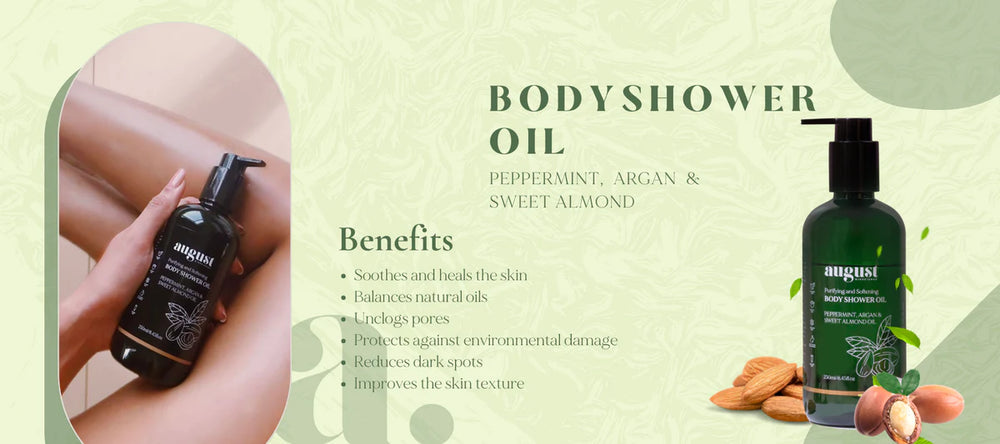 Body shower Oil Benefits -Peppermint body shower oil Banner